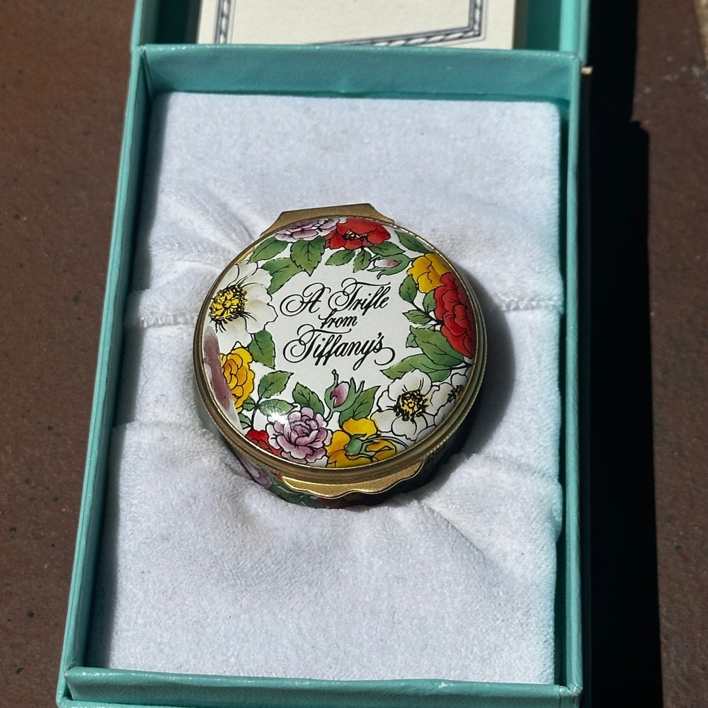 Vtg Tiffany & Co Halcyon Days Trinket Box Floral A Trifle From Tiffany's - Read